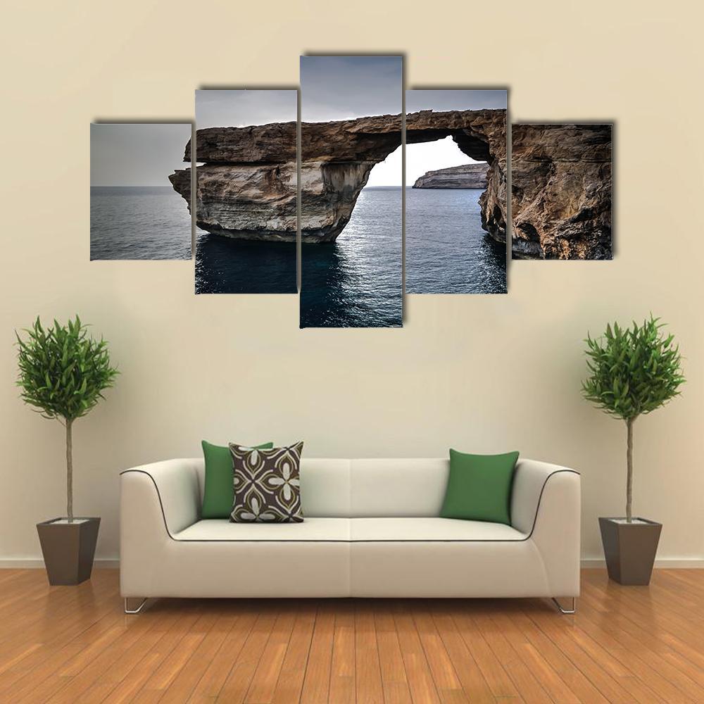 Sea View To Azure Window Canvas Wall Art-5 Star-Gallery Wrap-62" x 32"-Tiaracle