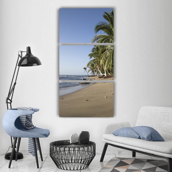 Sea Waves On Sand Beach Vertical Canvas Wall Art-3 Vertical-Gallery Wrap-12" x 25"-Tiaracle