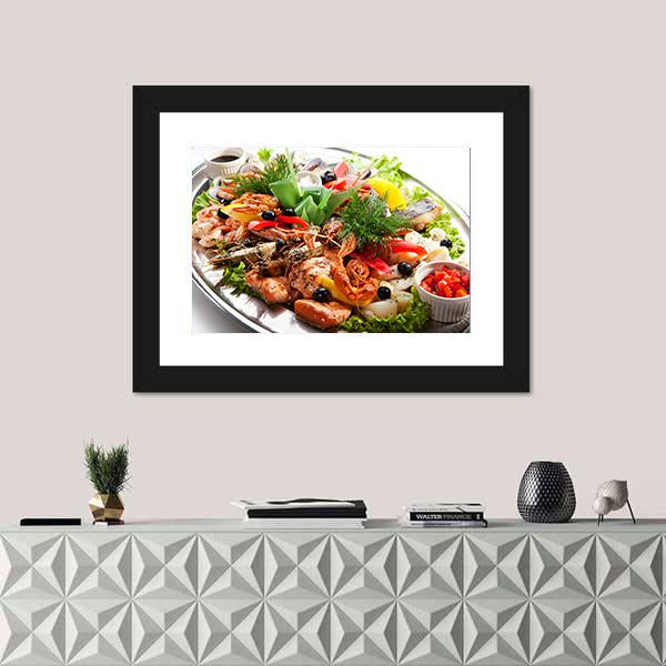 Seafood Canvas Wall Art-1 Piece-Framed Print-20" x 16"-Tiaracle