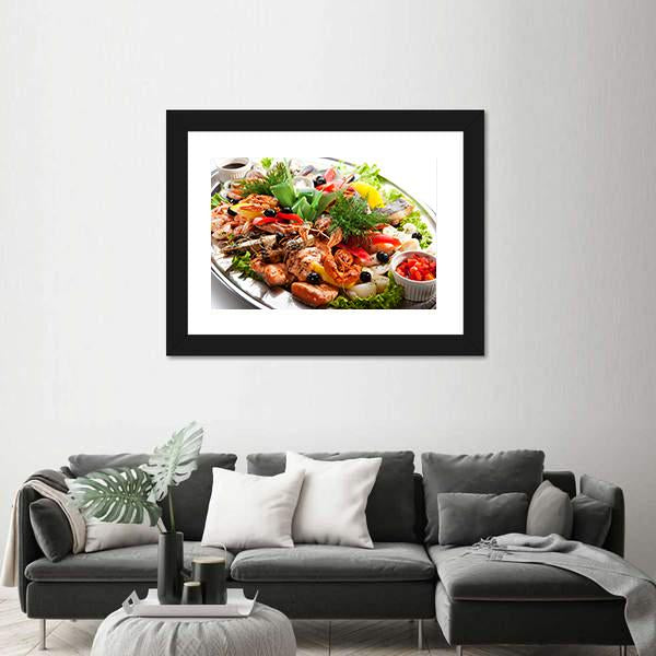 Seafood Canvas Wall Art-3 Horizontal-Gallery Wrap-25" x 16"-Tiaracle