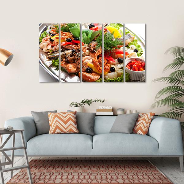Seafood Canvas Wall Art-5 Horizontal-Gallery Wrap-22" x 12"-Tiaracle