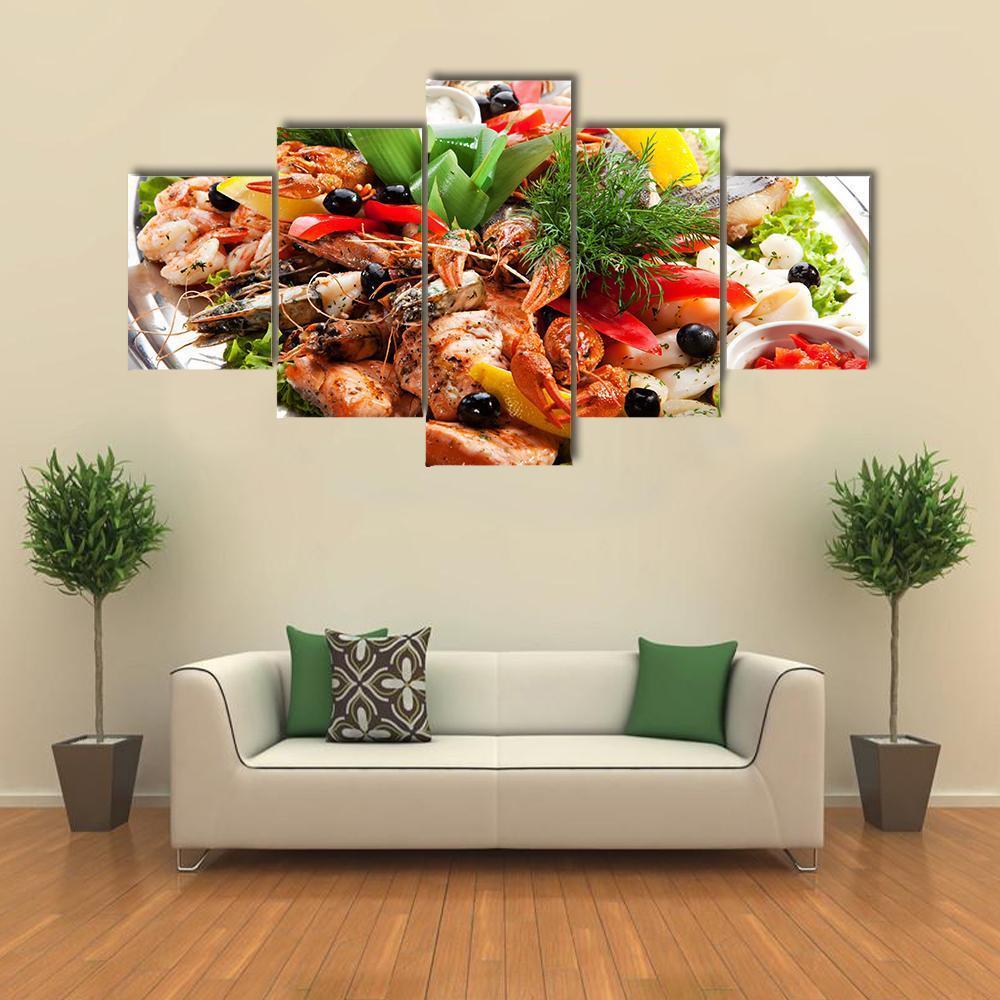 Seafood Canvas Wall Art-5 Star-Gallery Wrap-62" x 32"-Tiaracle