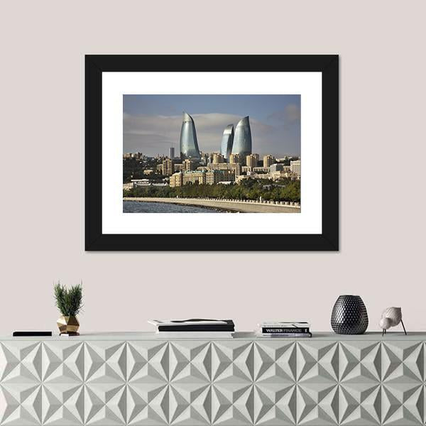 Seafront In Baku Azerbaijan Canvas Wall Art-1 Piece-Framed Print-20" x 16"-Tiaracle