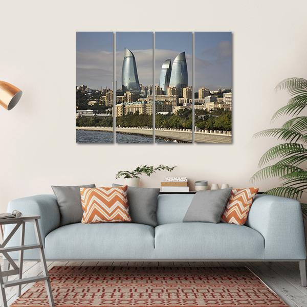Seafront In Baku Azerbaijan Canvas Wall Art-4 Horizontal-Gallery Wrap-34" x 24"-Tiaracle
