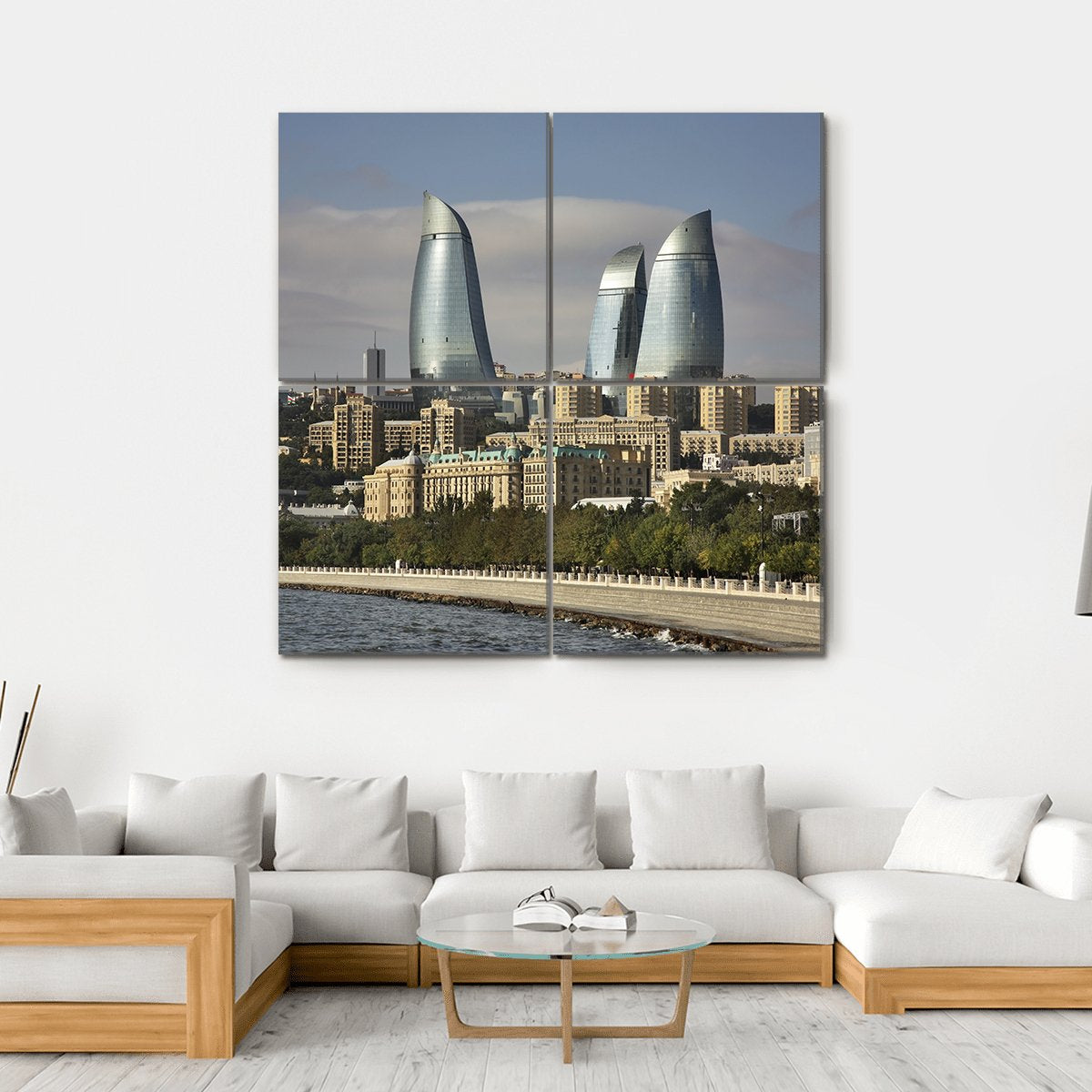 Seafront In Baku Azerbaijan Canvas Wall Art-4 Square-Gallery Wrap-17" x 17"-Tiaracle