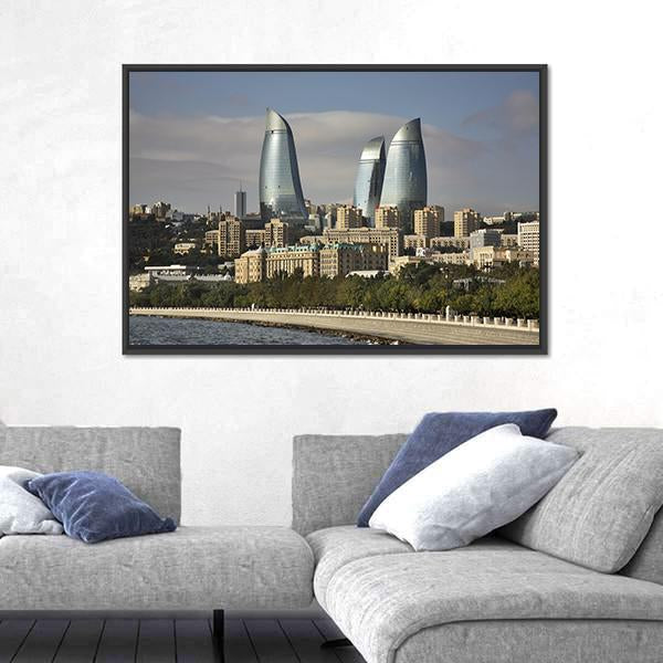 Seafront In Baku Azerbaijan Canvas Wall Art-3 Horizontal-Gallery Wrap-25" x 16"-Tiaracle