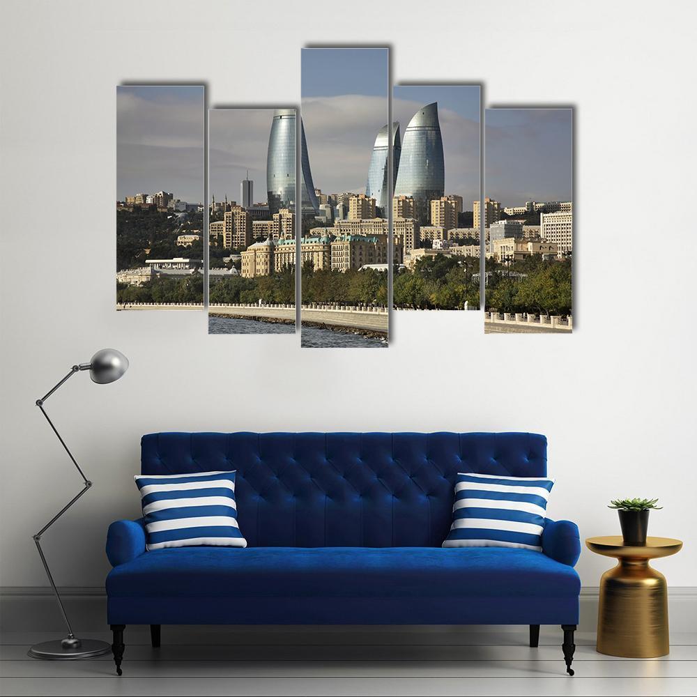 Seafront In Baku Azerbaijan Canvas Wall Art-5 Pop-Gallery Wrap-47" x 32"-Tiaracle
