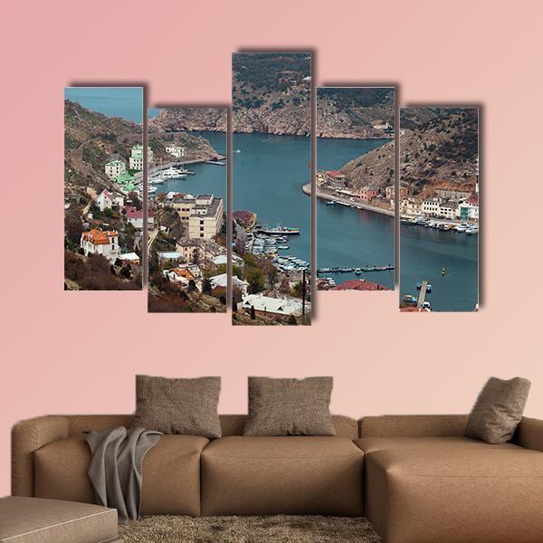Seaport Balaklava In Crimea Ukraine Canvas Wall Art-5 Pop-Gallery Wrap-47" x 32"-Tiaracle