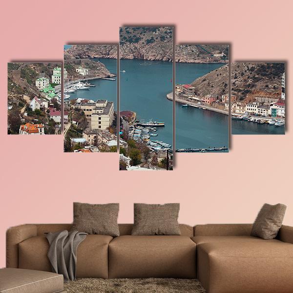 Seaport Balaklava In Crimea Ukraine Canvas Wall Art-5 Star-Gallery Wrap-62" x 32"-Tiaracle