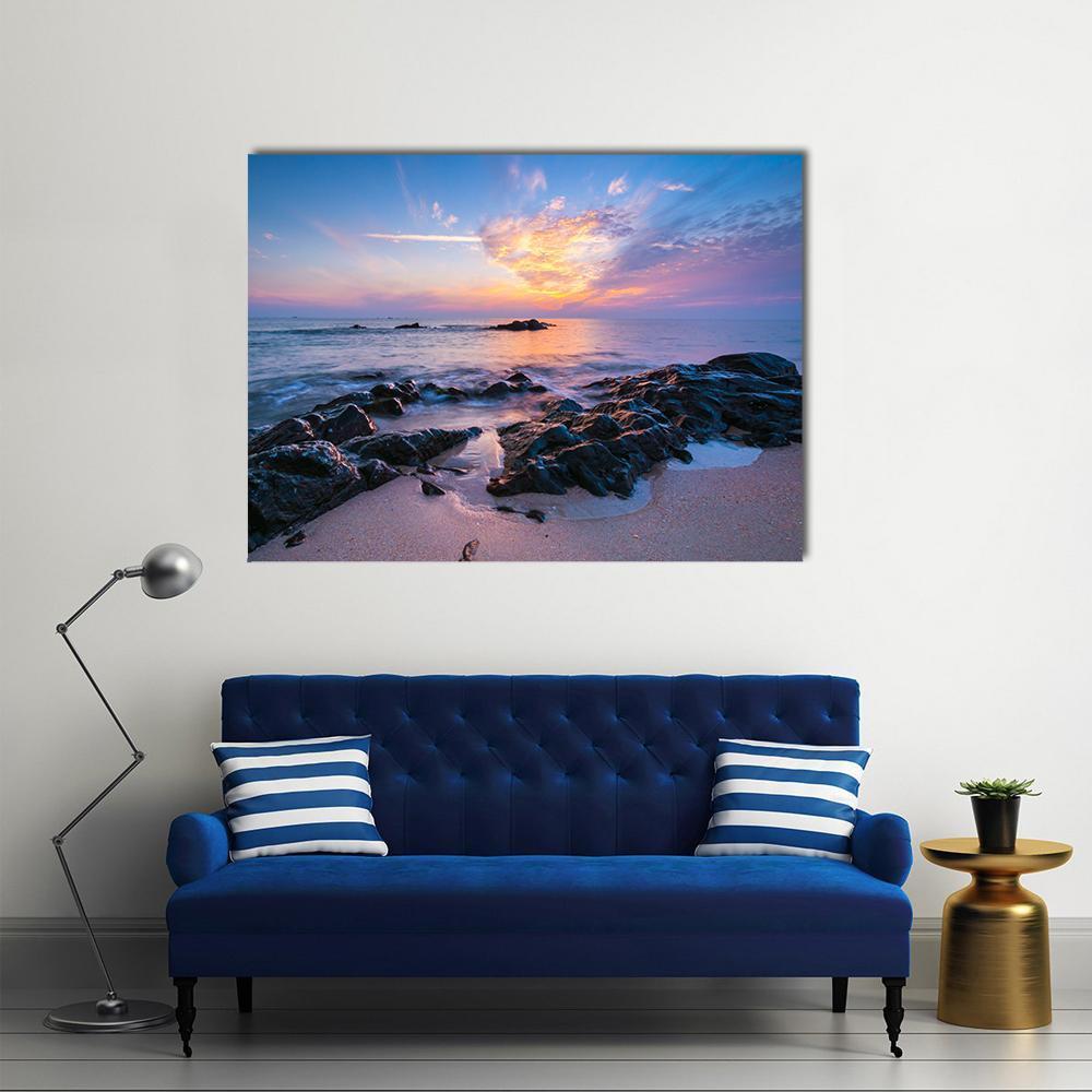 Seascape Composition Canvas Wall Art-1 Piece-Gallery Wrap-48" x 32"-Tiaracle
