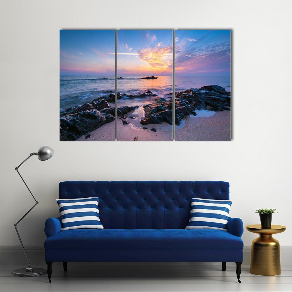 Seascape Composition Canvas Wall Art-3 Horizontal-Gallery Wrap-37" x 24"-Tiaracle