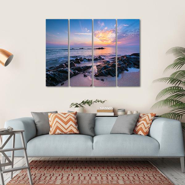 Seascape Composition Canvas Wall Art-4 Horizontal-Gallery Wrap-34" x 24"-Tiaracle
