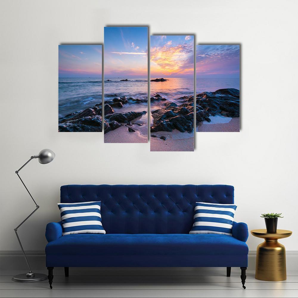 Seascape Composition Canvas Wall Art-4 Pop-Gallery Wrap-50" x 32"-Tiaracle