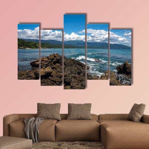 Seascape In Chuspa Beach Canvas Wall Art-5 Pop-Gallery Wrap-47" x 32"-Tiaracle