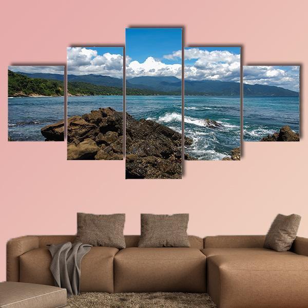 Seascape In Chuspa Beach Canvas Wall Art-5 Star-Gallery Wrap-62" x 32"-Tiaracle