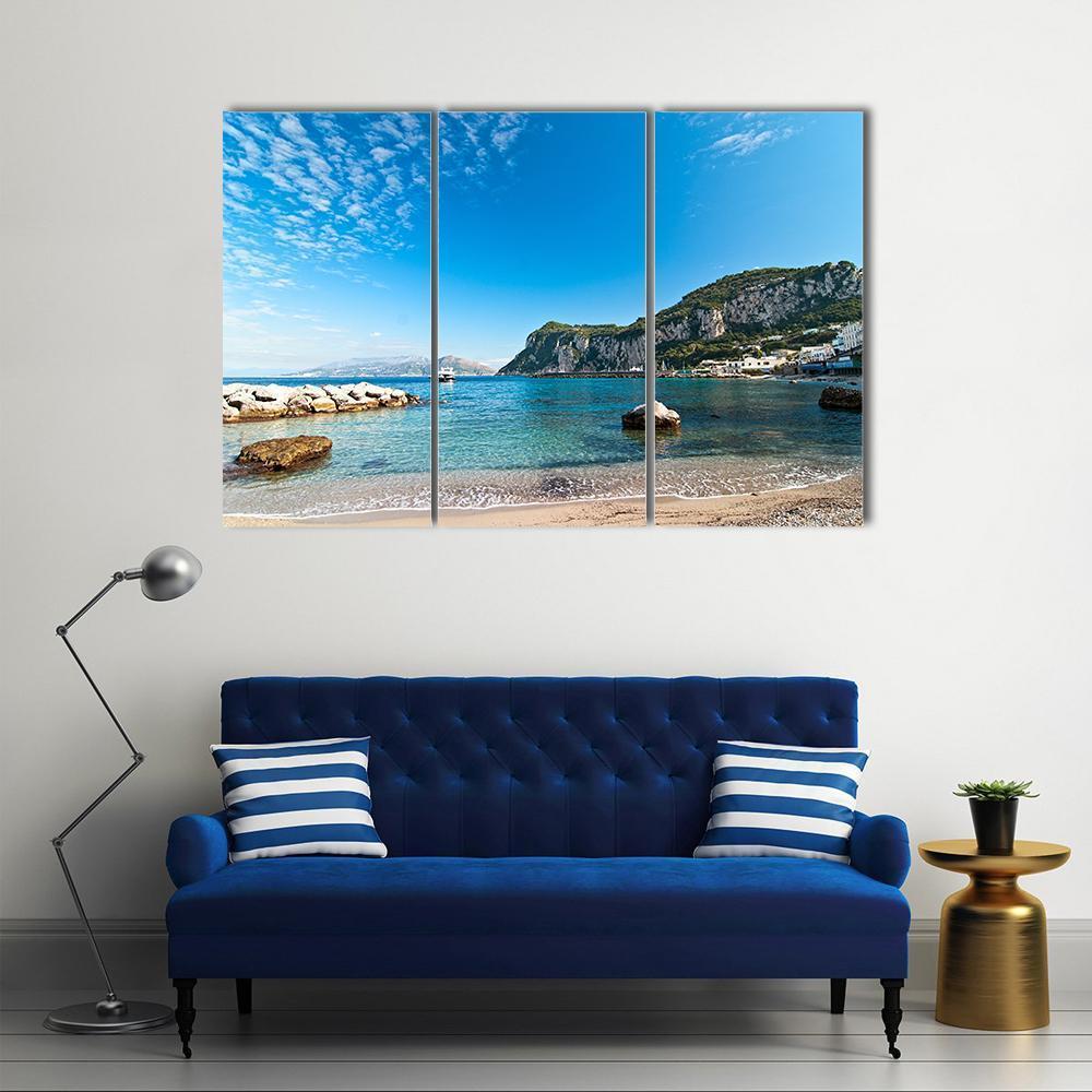 Seascape Shot On Island Of Capri Canvas Wall Art-3 Horizontal-Gallery Wrap-37" x 24"-Tiaracle