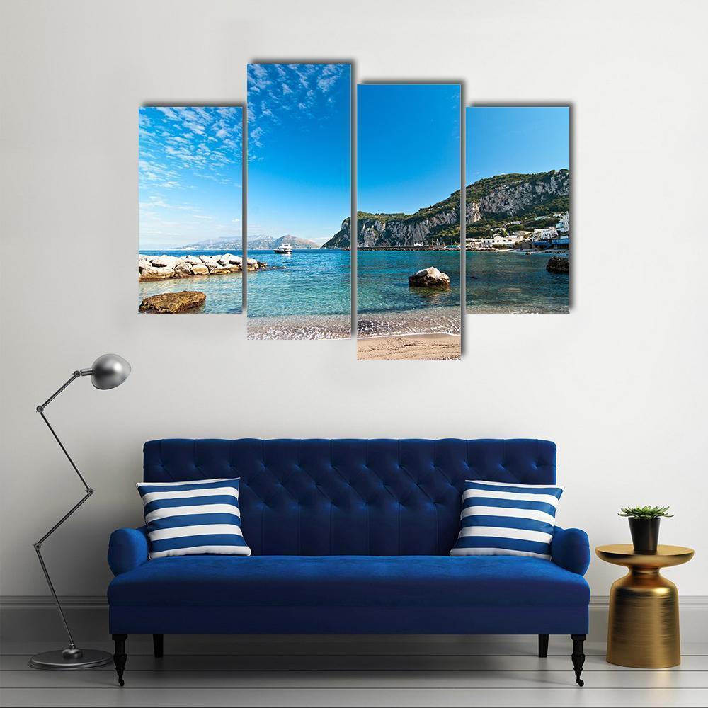 Seascape Shot On Island Of Capri Canvas Wall Art-4 Pop-Gallery Wrap-50" x 32"-Tiaracle