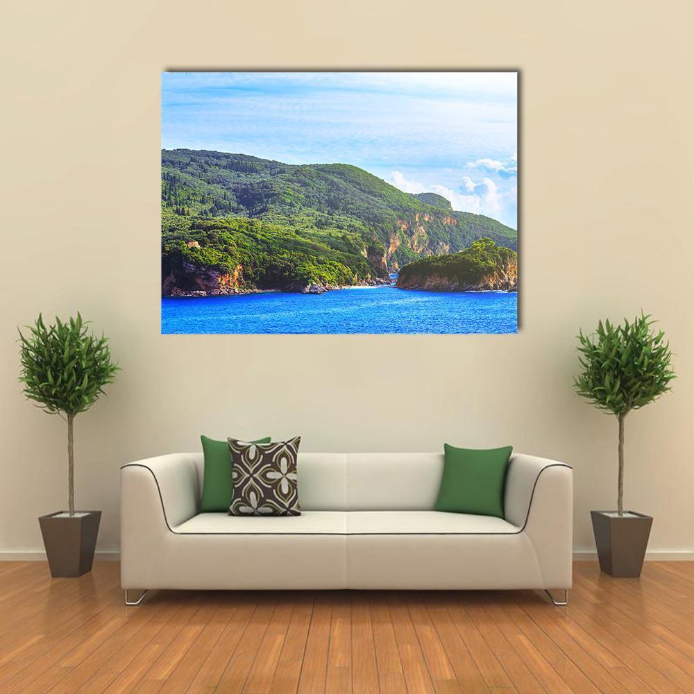 Seascape View Of The Coastline Canvas Wall Art-1 Piece-Gallery Wrap-48" x 32"-Tiaracle