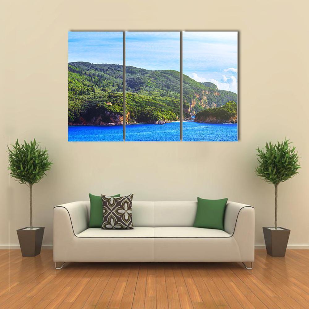 Seascape View Of The Coastline Canvas Wall Art-3 Horizontal-Gallery Wrap-37" x 24"-Tiaracle