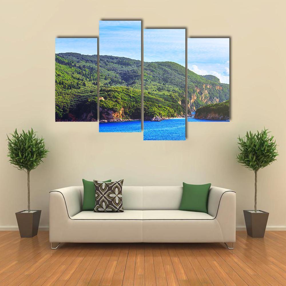 Seascape View Of The Coastline Canvas Wall Art-4 Pop-Gallery Wrap-50" x 32"-Tiaracle