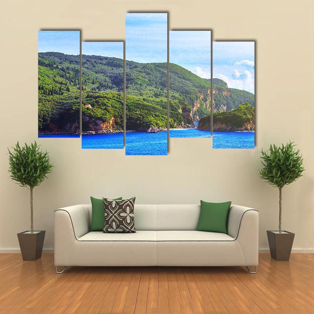 Seascape View Of The Coastline Canvas Wall Art-5 Pop-Gallery Wrap-47" x 32"-Tiaracle