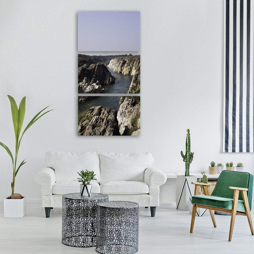 Seashore Rock Landscape Vertical Canvas Wall Art-3 Vertical-Gallery Wrap-12" x 25"-Tiaracle