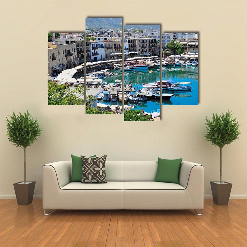 Seashore With A Pier Tourist Center Of Kyrenia Canvas Wall Art-4 Pop-Gallery Wrap-50" x 32"-Tiaracle