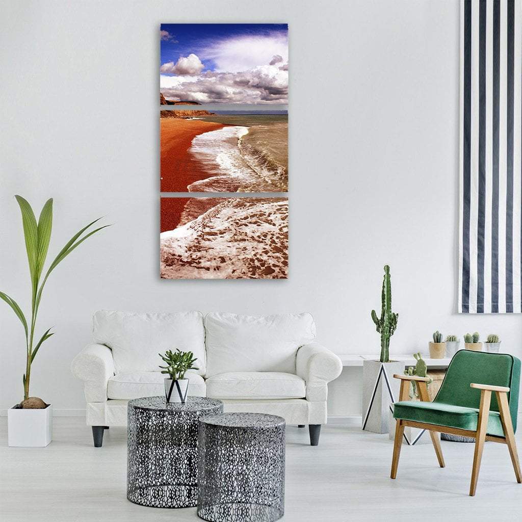 Seaside Beach Coast In England Vertical Canvas Wall Art-3 Vertical-Gallery Wrap-12" x 25"-Tiaracle