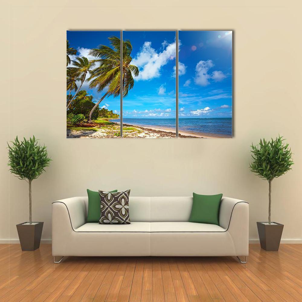 Seaside View Under Blue Sky Canvas Wall Art-3 Horizontal-Gallery Wrap-37" x 24"-Tiaracle