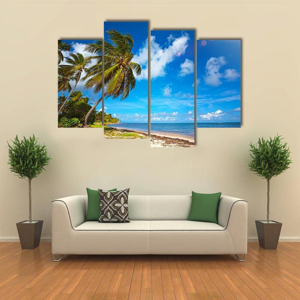 Seaside View Under Blue Sky Canvas Wall Art-4 Pop-Gallery Wrap-50" x 32"-Tiaracle