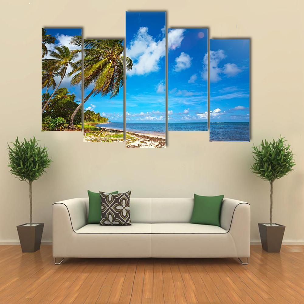 Seaside View Under Blue Sky Canvas Wall Art-5 Pop-Gallery Wrap-47" x 32"-Tiaracle