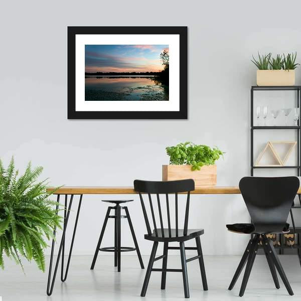Secret Lake Park At Sunset Canvas Wall Art-3 Horizontal-Gallery Wrap-25" x 16"-Tiaracle