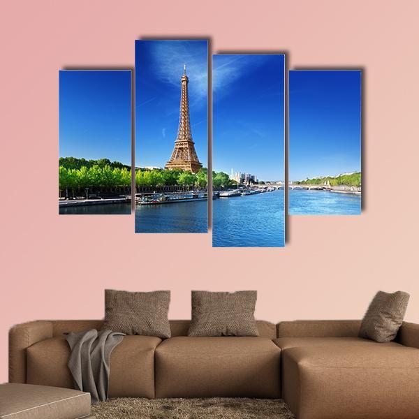 Eiffel Tower In Day Time Canvas Wall Art-4 Pop-Gallery Wrap-50" x 32"-Tiaracle