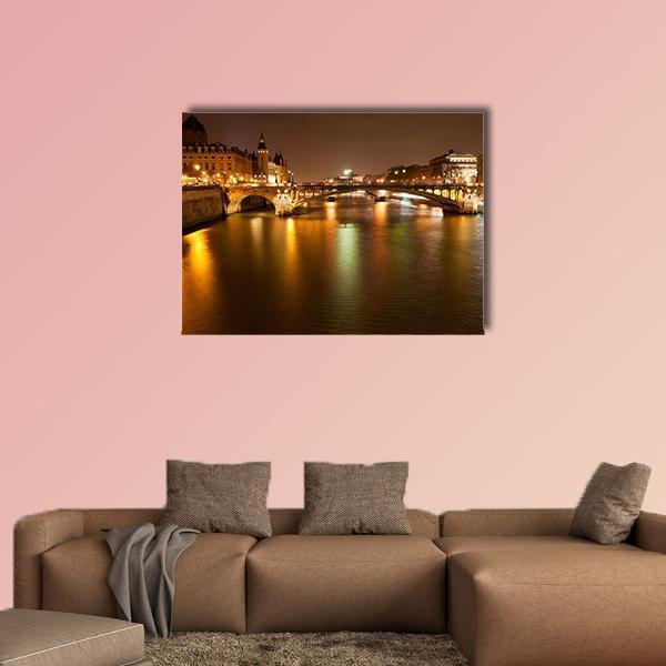 Seine River With Pont Notre Dame In Paris Canvas Wall Art-1 Piece-Gallery Wrap-48" x 32"-Tiaracle