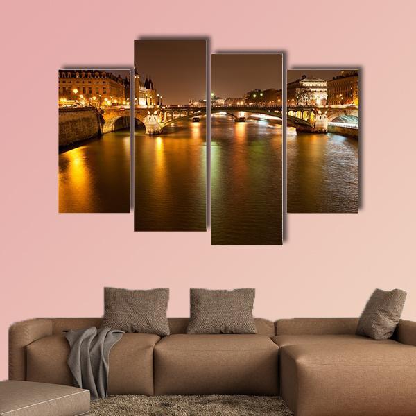 Seine River With Pont Notre Dame In Paris Canvas Wall Art-4 Pop-Gallery Wrap-50" x 32"-Tiaracle