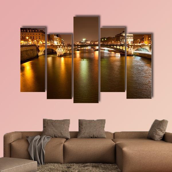 Seine River With Pont Notre Dame In Paris Canvas Wall Art-5 Pop-Gallery Wrap-47" x 32"-Tiaracle