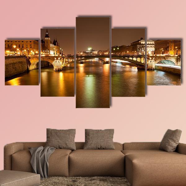 Seine River With Pont Notre Dame In Paris Canvas Wall Art-5 Star-Gallery Wrap-62" x 32"-Tiaracle