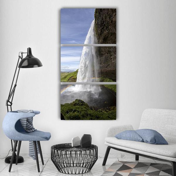 Seljalandsfoss Waterfall In Iceland Vertical Canvas Wall Art-3 Vertical-Gallery Wrap-12" x 25"-Tiaracle