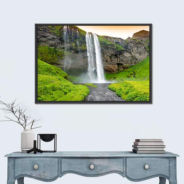 Seljandsfoss Waterfall In Iceland Canvas Wall Art-1 Piece-Floating Frame-24" x 16"-Tiaracle
