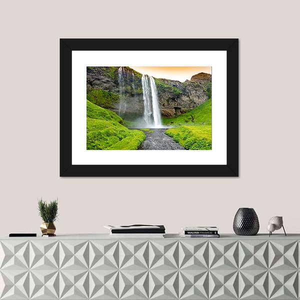 Seljandsfoss Waterfall In Iceland Canvas Wall Art-1 Piece-Framed Print-20" x 16"-Tiaracle