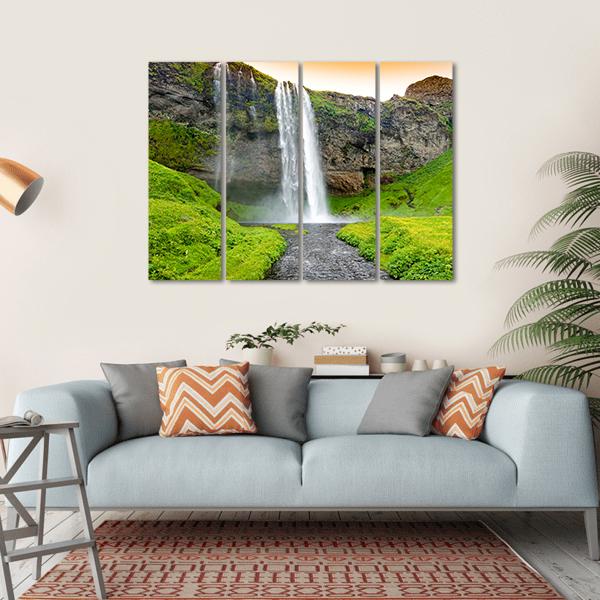 Seljandsfoss Waterfall In Iceland Canvas Wall Art-4 Horizontal-Gallery Wrap-34" x 24"-Tiaracle