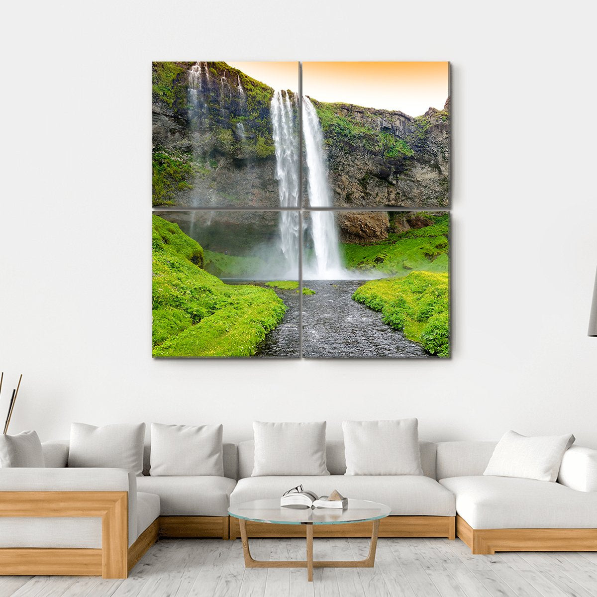 Seljandsfoss Waterfall In Iceland Canvas Wall Art-4 Square-Gallery Wrap-17" x 17"-Tiaracle