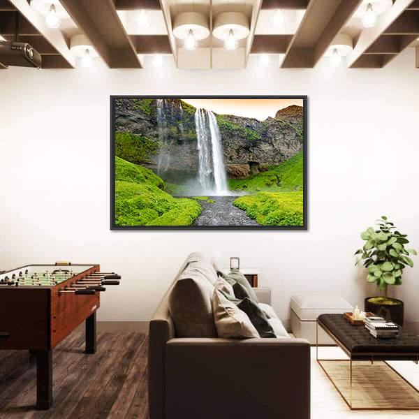 Seljandsfoss Waterfall In Iceland Canvas Wall Art-3 Horizontal-Gallery Wrap-25" x 16"-Tiaracle