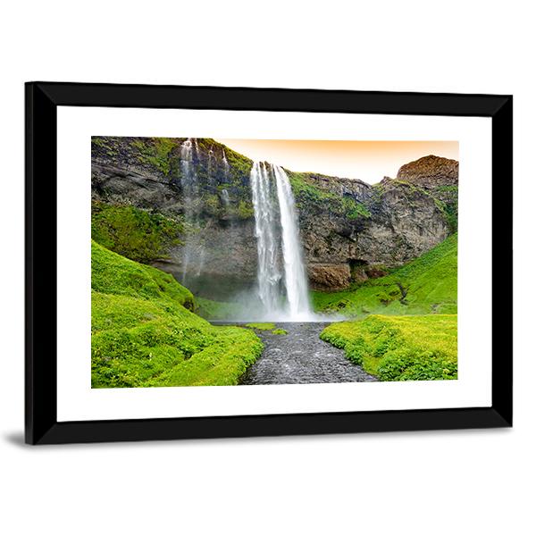 Seljandsfoss Waterfall In Iceland Canvas Wall Art-3 Horizontal-Gallery Wrap-25" x 16"-Tiaracle
