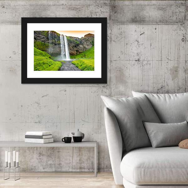Seljandsfoss Waterfall In Iceland Canvas Wall Art-3 Horizontal-Gallery Wrap-25" x 16"-Tiaracle