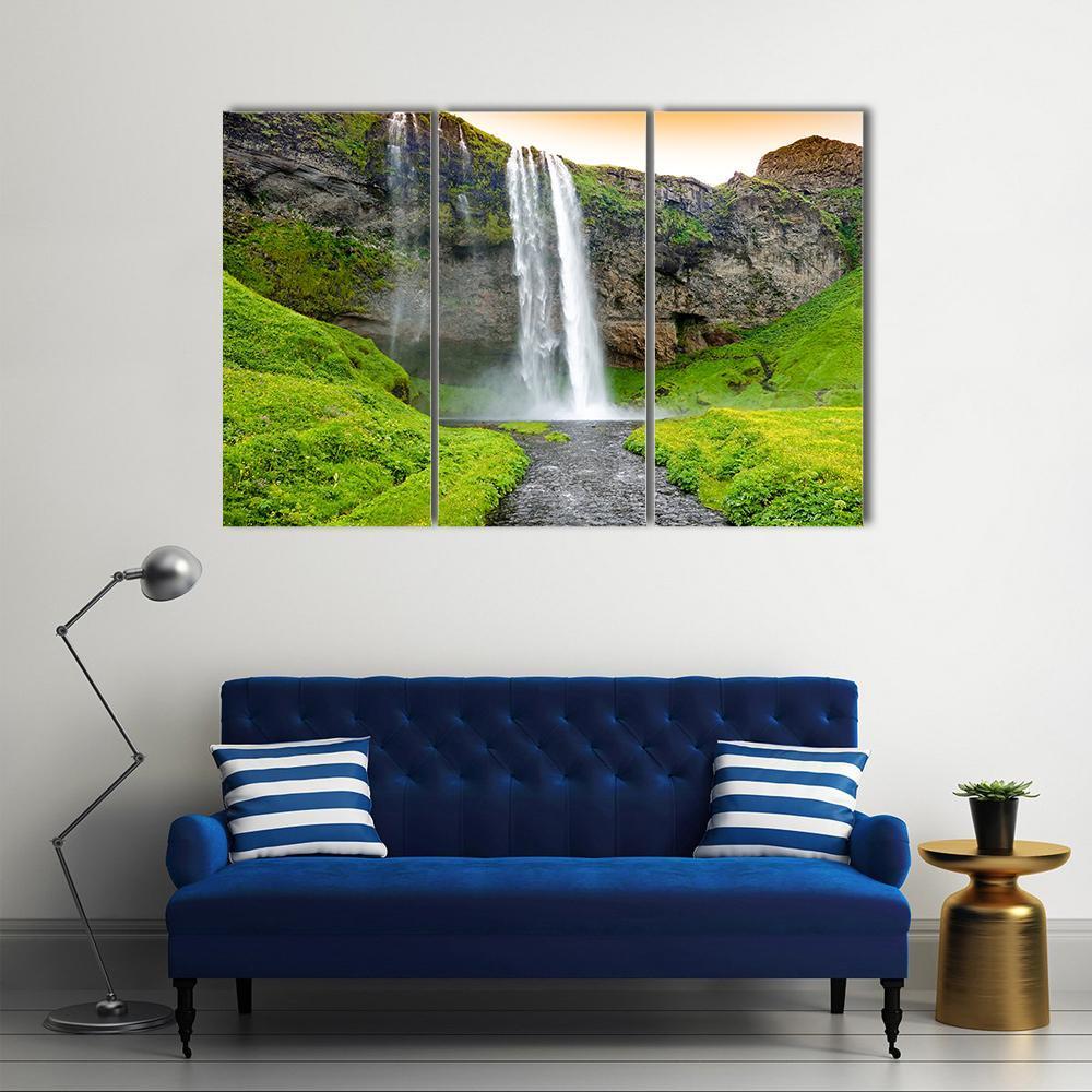Seljandsfoss Waterfall In Iceland Canvas Wall Art-3 Horizontal-Gallery Wrap-37" x 24"-Tiaracle