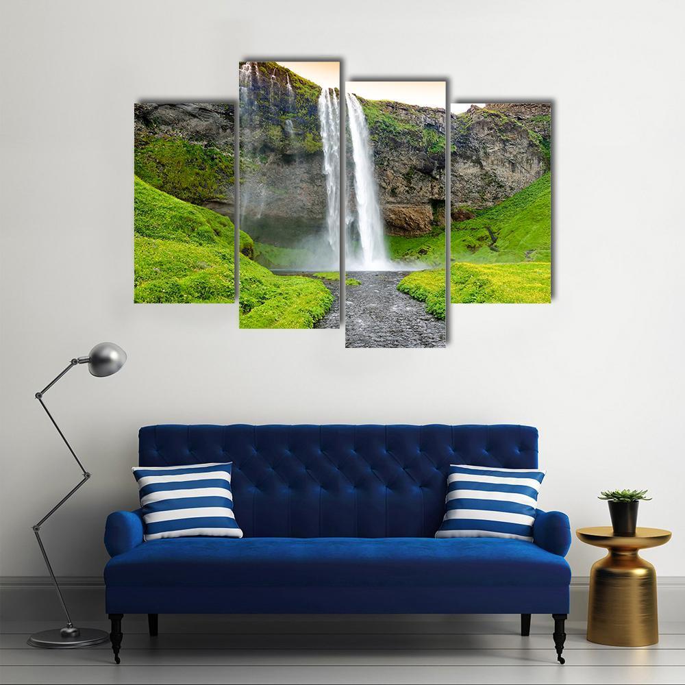 Seljandsfoss Waterfall In Iceland Canvas Wall Art-4 Pop-Gallery Wrap-50" x 32"-Tiaracle