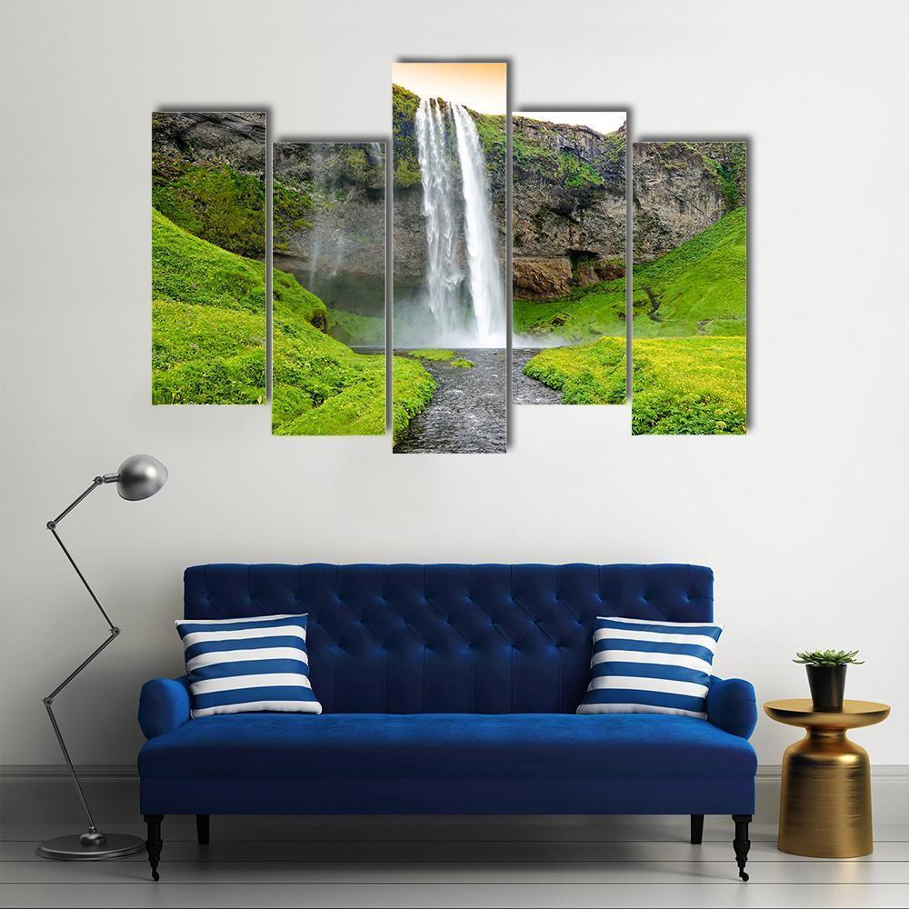 Seljandsfoss Waterfall In Iceland Canvas Wall Art-5 Pop-Gallery Wrap-47" x 32"-Tiaracle