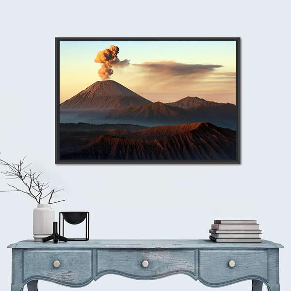 Semeru Volcano Indonesia Canvas Wall Art-1 Piece-Floating Frame-24" x 16"-Tiaracle