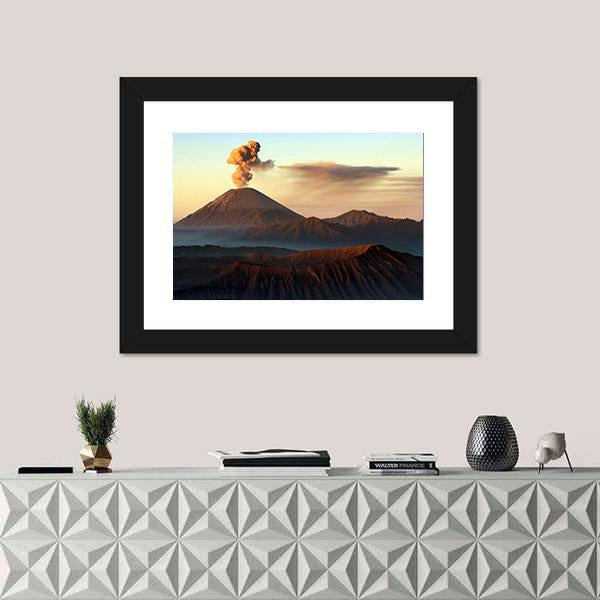 Semeru Volcano Indonesia Canvas Wall Art-1 Piece-Framed Print-20" x 16"-Tiaracle